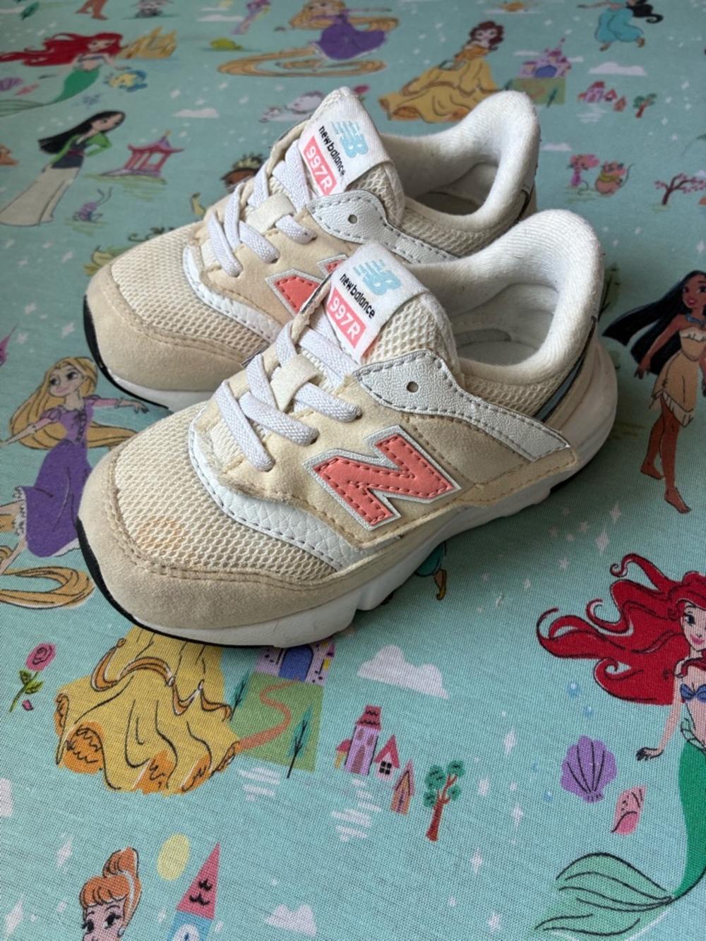 New Balance Kids Cream Sneakers with Pink Accent